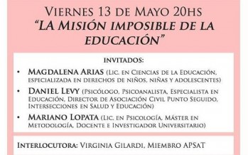 Charla en el Colegio de Psicólogos: “La misión imposible de la educación”