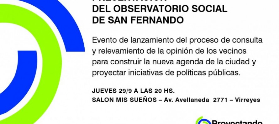 Mañana se presenta el “Observatorio Social de San Fernando”