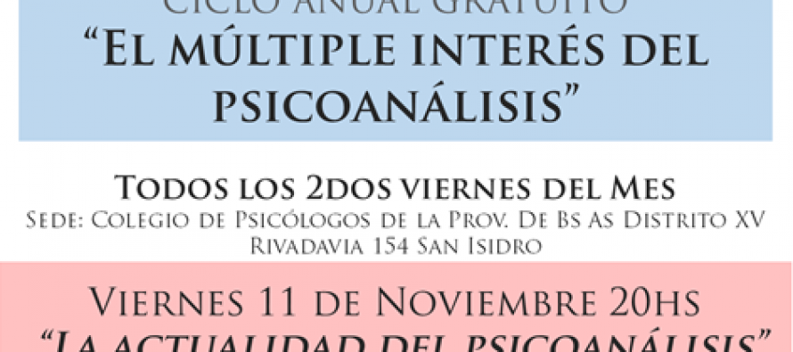 Charla en el Colegio de Psicólogos: “La actualidad del psicoanálisis”