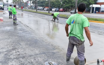 Obras de pavimentación en French y Carlos Casares