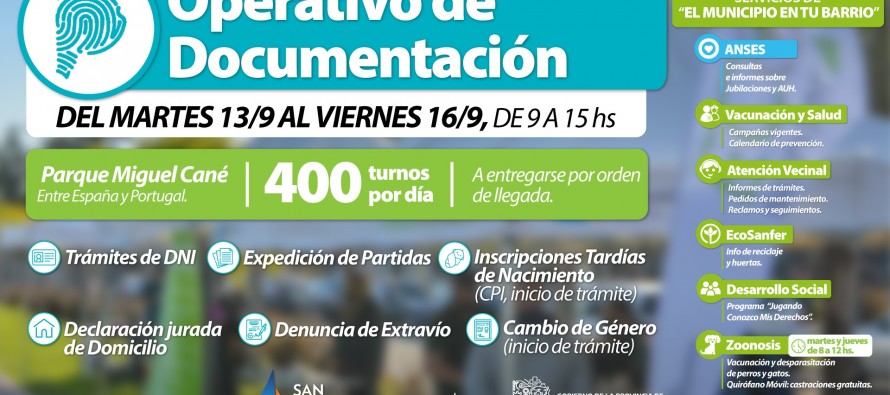 Hasta el viernes habrá un operativo de documentación con servicios municipales